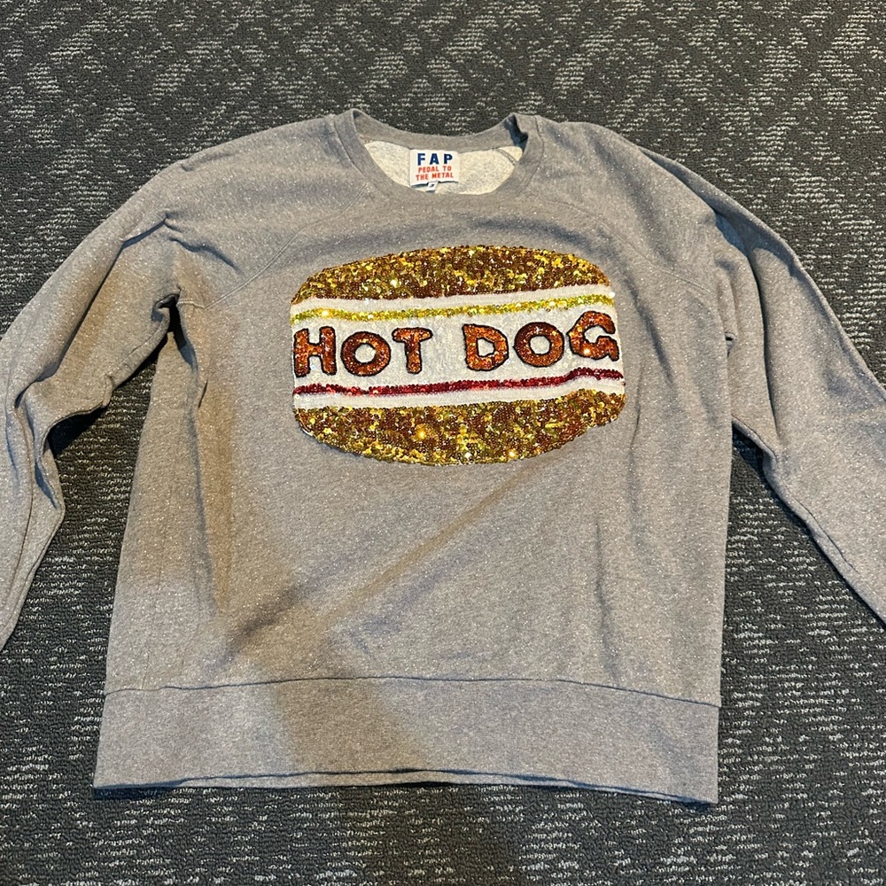 Sequin Hot Dog Sweatshirt Women’s Small